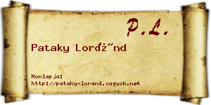 Pataky Loránd névjegykártya